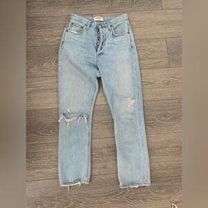 Aritzia Agolde light wash distressed jeans